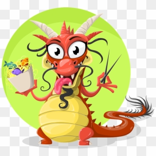 Dragon, Chinese, Chinese Dragon, Food, Spaghetti, Fish - Chinese Dragon Cartoon Png Clipart