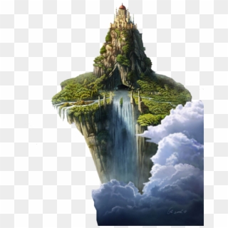 Svg Stock Drawing Island Waterfall - Floating Island Png Clipart