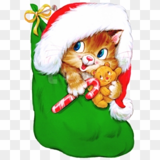 Free Png Transparent Christmas Kitten With Candy Cane - Kitten Christmas Clip Art
