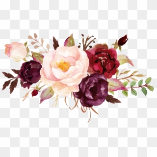 Burgundy Watercolor Flowers Png Clipart