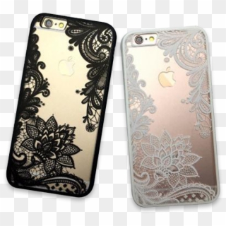 214-flower Lace Full Edge Protection Mandala Vintage - Floral Black And Clear Iphone 6s Plus Phone Case Clipart