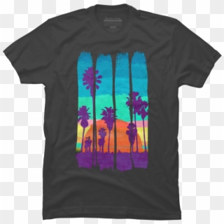 Vintage Brush Strokes Miami Beach Summer Sunset - Australia T Shirt Design Clipart