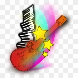 Music Note Clip Art Free - Music Keyboard And Guitar - Png Download