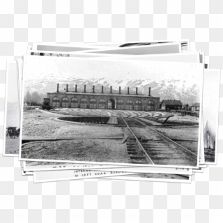 Historical Black And White Photo Of Railway Building - Track Clipart
