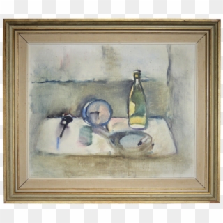 Oil On Canvas Still Life With Bottle And Ashtray - Picture Frame Clipart