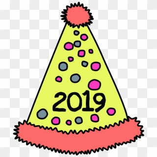 Party Hat, Pom-pom, Tinsel, Dots, 2019, Pink, Yellow, - 2019 Party Hat Transparent Clipart