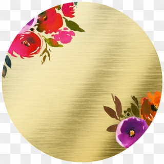 Hand Painted Golden Round Frame Back Png Transparent Clipart