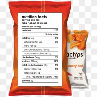 Nutritional Facts 1oz Bag Crazy Hot - Sour Cream And Onion Popchips Nutrition Label Clipart