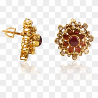 Crimson Flower Diamond Earrings Clipart