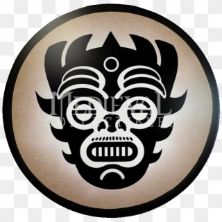 Round Aztec Mask Wooden Shield - Aztec Battle Shields Clipart