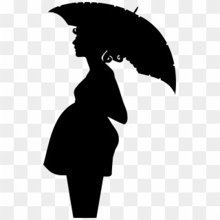 Download Png - Pregnant Woman With Umbrella Silhouette Clipart