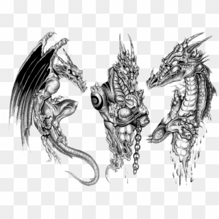 Dragon Tattoos Png Transparent Images - Dragon Black And Grey Clipart