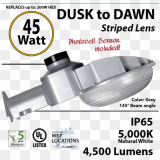 45w Led Dusk To Dawn Light 4500 Lumens 5000k Natural - 4 Vapor Proof Light Fixture Clipart
