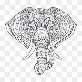 Drawing Elephants Line - Tribal Elephant Clipart