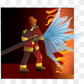 Firefighter Fire Flames Hose Png Image - Fireman Clipart Transparent Background