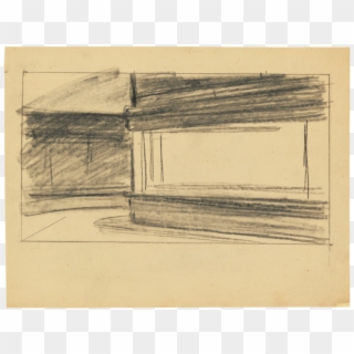 Shaded In Sketch Of The Nighthawks - Edward Hopper Nighthawks Drawing Clipart