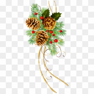 Free Png Three Christmas Cones With Pine Branch Png - Christmas Pine Cone Clipart Transparent Png