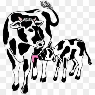 Cow Clipart Mother And Baby - Cow And Calf Cartoon - Png Download