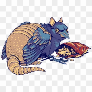 A Common Roadside Sight In Texas, The Grackle Armadillo - Illustration Clipart
