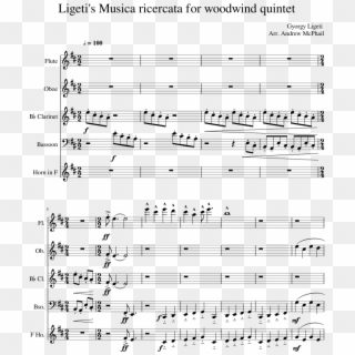 Ligeti S Musica Ricercata For Woodwind Quintet - Bang Dream Sheet Music Clipart