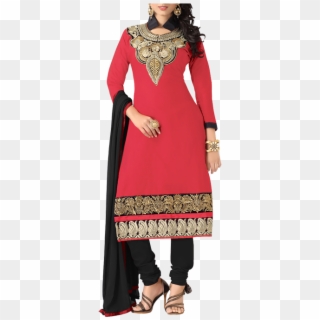 Lookslady Red & Black Chanderi Salwar Suit - Formal Wear Clipart