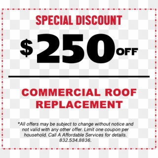 Coupon Commercial Roofing Discount - Poster Clipart