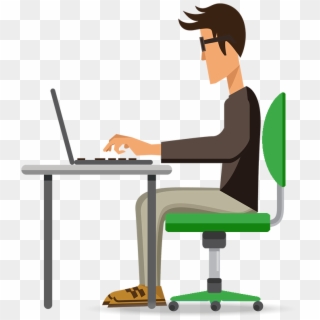 Man With Computer Vector Clipart
