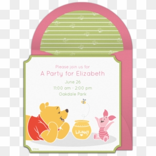Free Winnie The Pooh Pink Invitations - Illustration Clipart