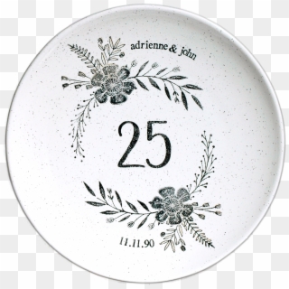Anniversarry Plate With Flower Design And Year - Early 90s White Label Techno Air Horn Track Clipart
