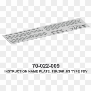 15k/20k Flow Divider Valve Instruction Name Plate , - Paper Clipart