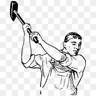 Clip Freeuse Download Clipart Weilding A Hammer Big - Man With Sledge Hammer Drawing - Png Download