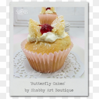 Shabby Art Boutique June Collage Butterfly Cakes - Fairy Cakes Jam And Cream Clipart