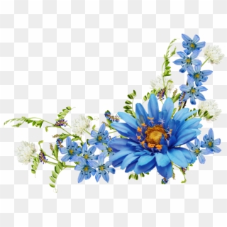 Wildflower Clipart Corner Border Flower - Blue Floral Corner Borders - Png Download