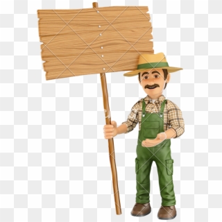 D Gardener With A Blank Wooden Sign - Stock Photography Clipart