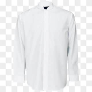 Men's White Barista Shirt With Mandarin Collar - Barista Shirt Mandarin Clipart