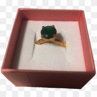 Gold Plated Ring Green Agate, Size 60 In Box - Box Clipart
