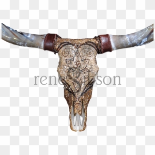 Com Cow Skull Art, Swarovski Crystals - Horn Clipart