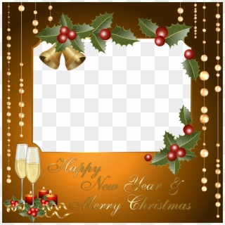Moldura Cartao Natal Fim De Ano Dourado 2 - Transparent Christmas Borders Png Clipart