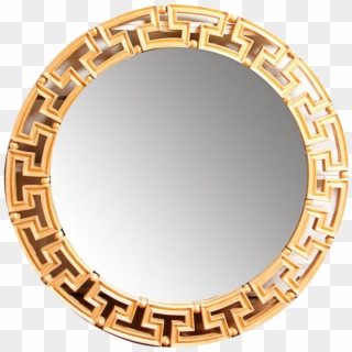 Glam Gold Greek Key Round Wall Mirror On Chairish - Greek Key Mirror Png Clipart