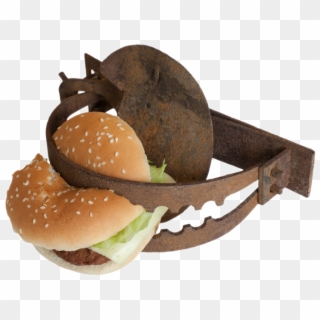 Rusty Bear Trap Cutting Hamburger In Half - French Fries Clipart