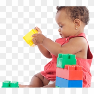 Black Baby And Blocks Clipped Rev - Black Baby Playing With Toys - Png Download