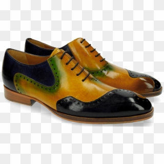 Oxford Shoes Ricky 13 Navy Yellow Shade Turquoise - Leather Clipart