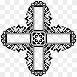 Catholic Clipart Cross Line - Catholic Ornament Line Art - Png Download