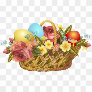 Easter Transparent Png Clip Art Image Gallery - Easter Eggs Basket And Flowers