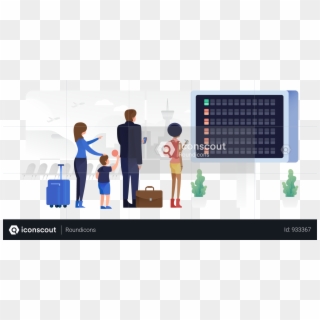 People Checking Departure Board Waiting For Their Flight - Team Clipart