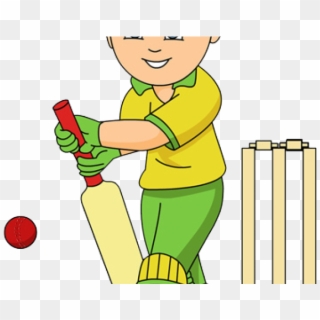 Cricket Clipart School - Boy Playing Cricket Clipart - Png Download