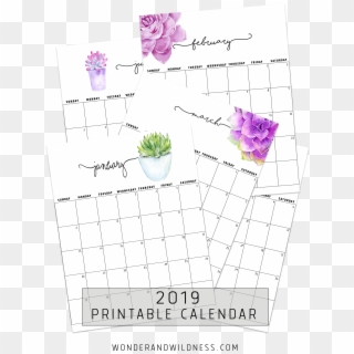 Plants/succulents Calendars - 2019 Free Flower Printable Calendar Clipart