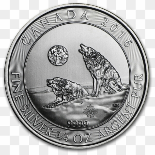 2016 Canada 3/4 Oz Silver Howling Moon Wolves Bu - Silver Clipart