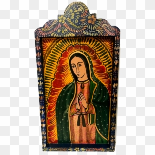 Religious Frame Art Virgen De Guadalupe Hand Painted - Christian Cross Clipart