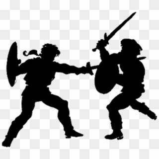 Fight Clipart Sword - Two People Sword Fighting - Png Download